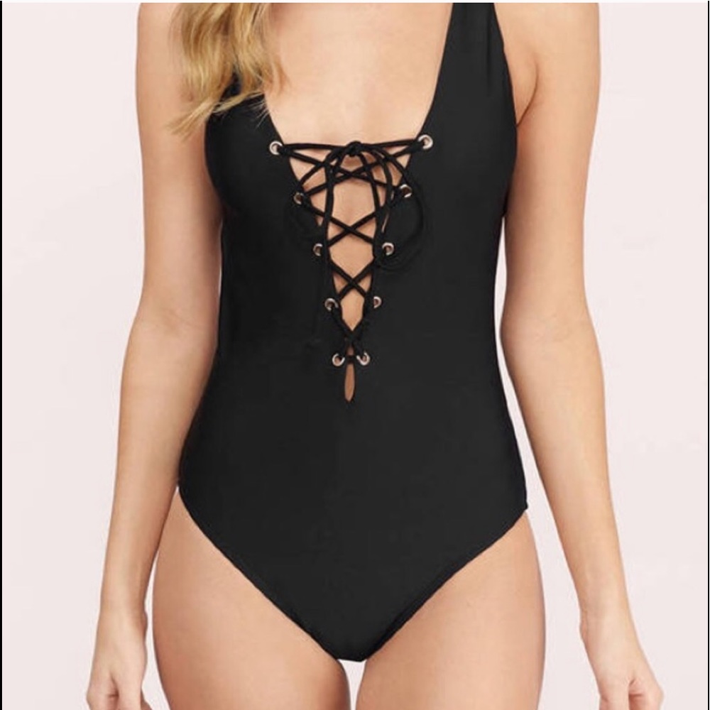 Black lace up one piece. Worn once. EUC!